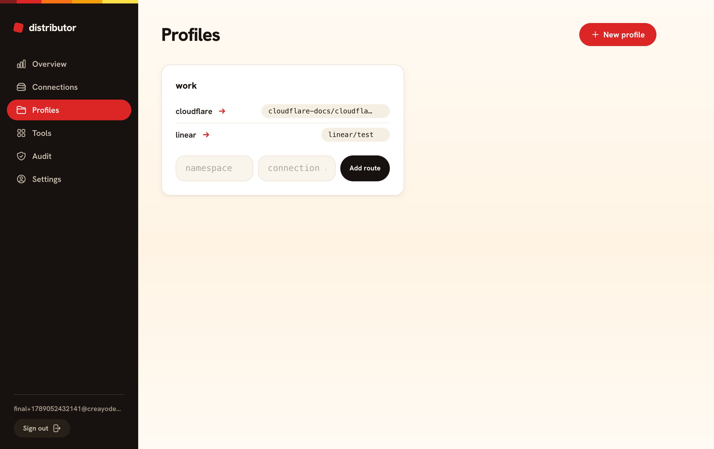 A Distributor profile mapping providers to accounts